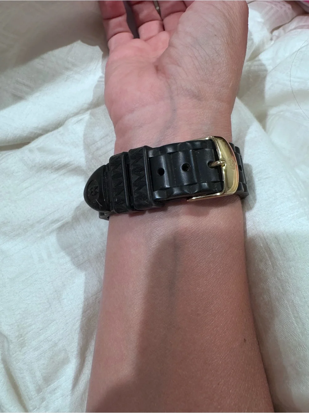 Women's MICHELE Black and Gold Chronograph Watch - Classic Dress Style